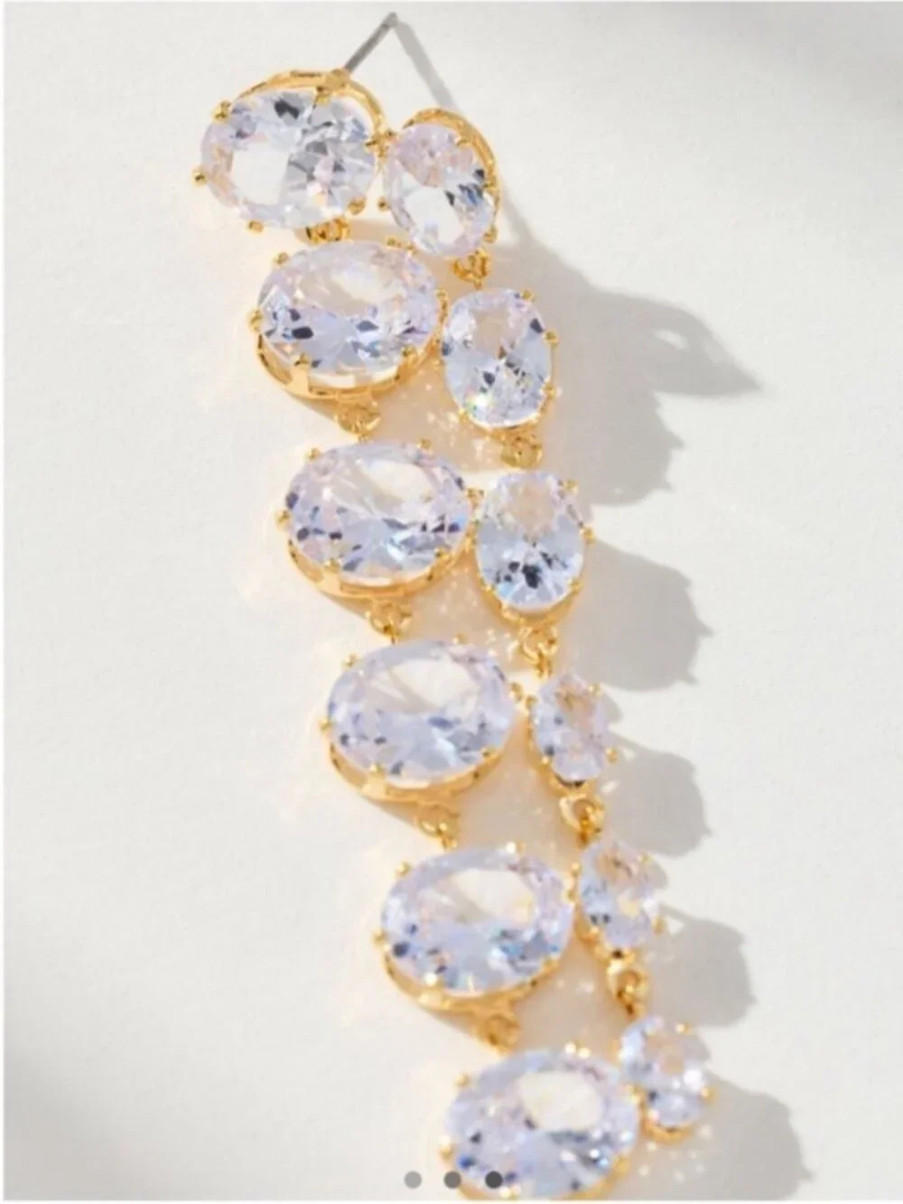 New! Anthropologie 14K Gold Crystal Drop Earrings (1044) NWT